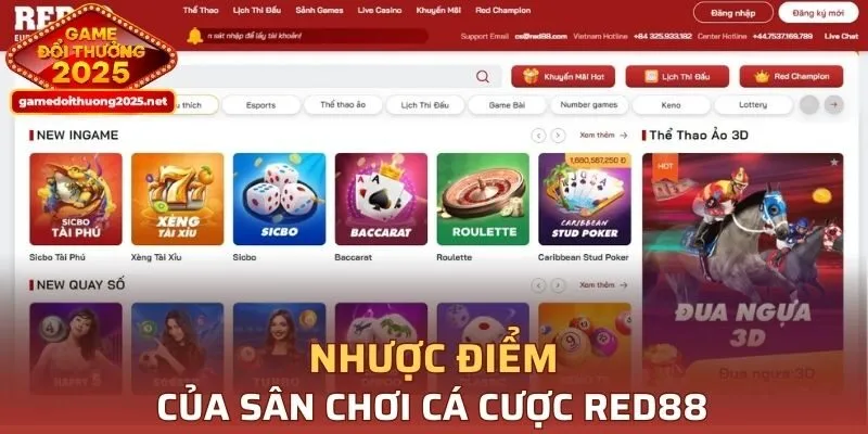 Nhược điểm của sân chơi cá cược RED88